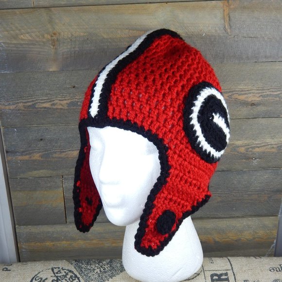 Cool Handmade Georgia Football Beanie Crochet - Picture 2 of 5